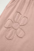 Mineral Wash Flower Applique Drawstring Cropped Wide Leg Pants